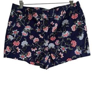 Loft The Riviera Shorts Blue Floral Print Women's Size 12 Coastal Summer Casual